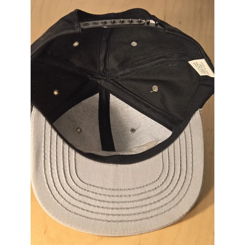 Vintage Pierce Trucker Hat Cap Snapback One Size Black Gray Retro Made in USA